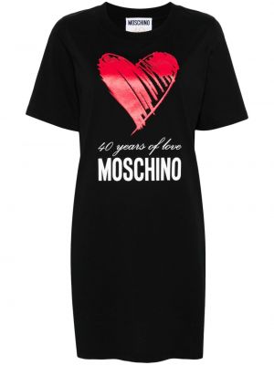 Pamučna haljina s uzorkom srca Moschino crna