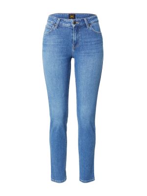 Bavlnené džínsy s vysokým pásom na zips Lee - modrá