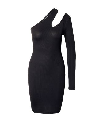 Jednofarebné priliehavé mini šaty s dlhými rukávmi Mbym - čierna