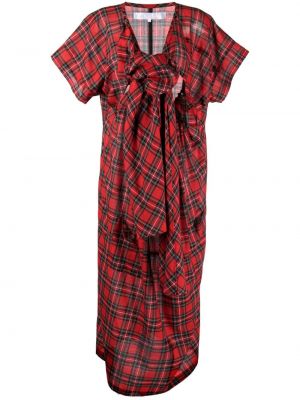 Volnena obleka s karirastim vzorcem Comme Des Garçons Tao rdeča