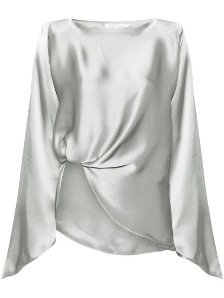 Асиметрична сатенена блуза Rev сиво