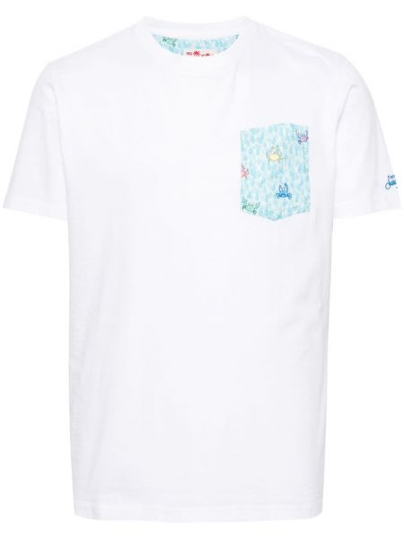 Kokvilnas t-krekls ar apaļu kakla izgriezumu Mc2 Saint Barth balts