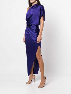 Jedwabna sukienka wieczorowa drapowana Michelle Mason fioletowa