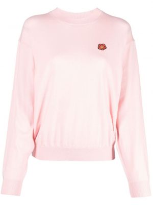 Вълнен пуловер на цветя Kenzo розово