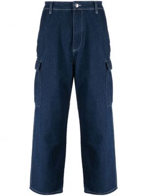 Straight fit džíny s výšivkou Pop Trading Company modré
