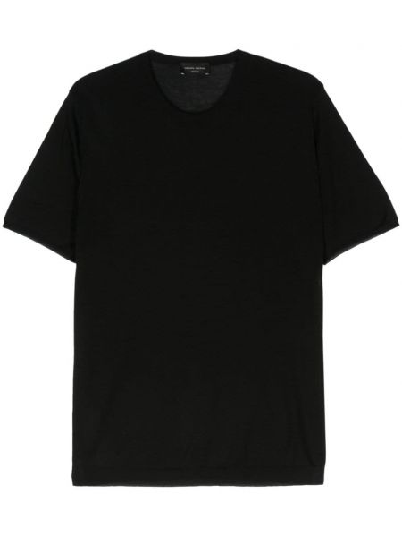 Плетена копринена тениска Roberto Collina черно