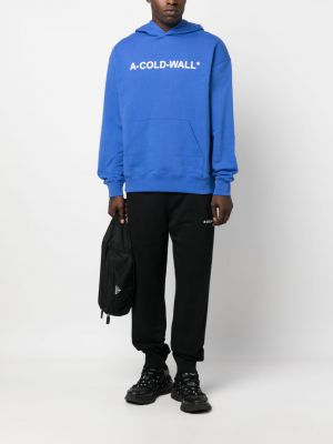Raštuotas medvilninis džemperis su gobtuvu A-cold-wall* mėlyna