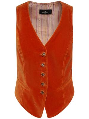 Sametová vesta s knoflíky Etro oranžová