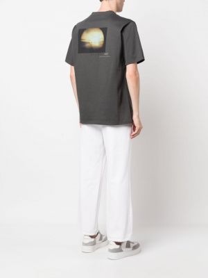 Kokvilnas t-krekls ar izšuvumiem Sease pelēks