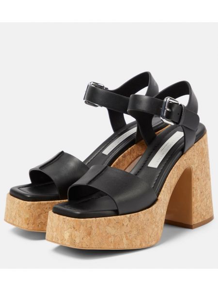 Kožené sandále na platforme z ekologickej kože Stella Mccartney čierna