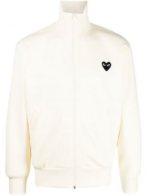 Пуловер с цип с принт със сърца Comme Des Garçons Play бяло