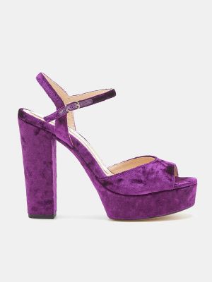 Sandalias con tacón de terciopelo‏‏‎ con plataforma Magrit violeta