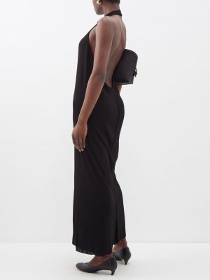 Трикотажное платье с вырезом на спине The Row черное