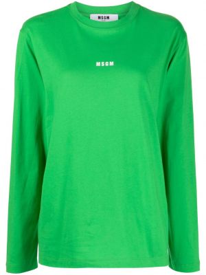 Bavlněné tričko s potiskem Msgm zelené