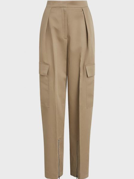 Коричневые хлопковые льняные брюки карго Calvin Klein