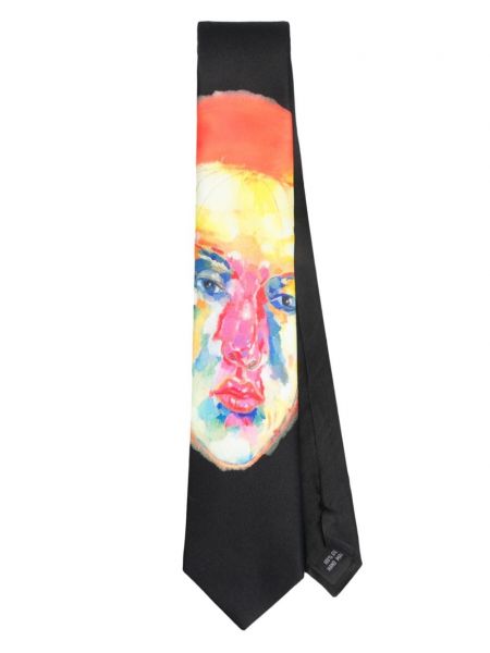 Svilena kravata s printom Kidsuper crna