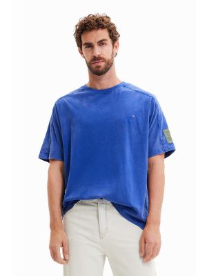 Camiseta con bordado Desigual azul
