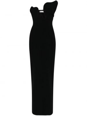 Krepové asymetrické večerní šaty Christopher Esber černé