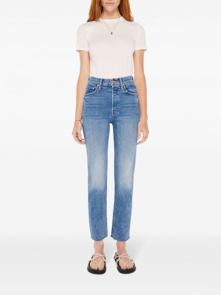 Straight fit džíny s vysokým pasem Mother modré
