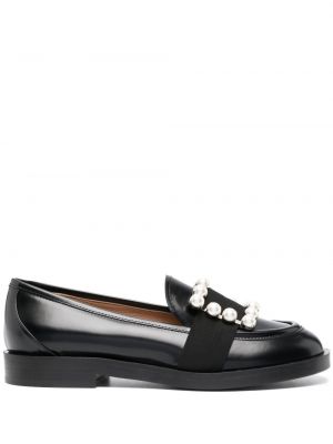 Pantofi loafer cu perle din piele Roberto Festa negru