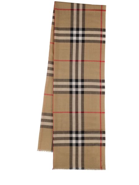 Sjekket silke ull skjerf Burberry beige