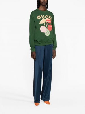 Bavlněná mikina s potiskem Gucci zelená