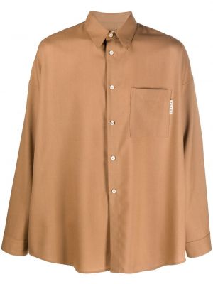 Pérová košeľa s vreckami Marni hnedá