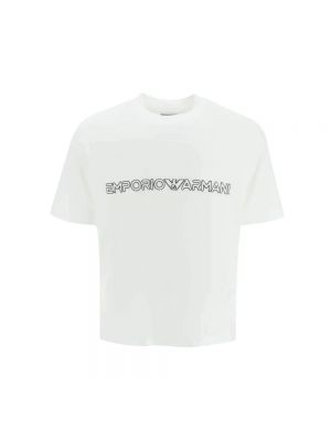 Koszulka z lyocellu Emporio Armani biała