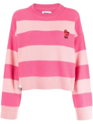 Вълнен пуловер със сърца Izzue розово