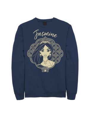 Мужской флисовый пуловер с изображением Жасмины в рамке Aladdin Live Action Disney синий
