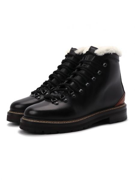 Кожаные ботинки Ralph Lauren черные