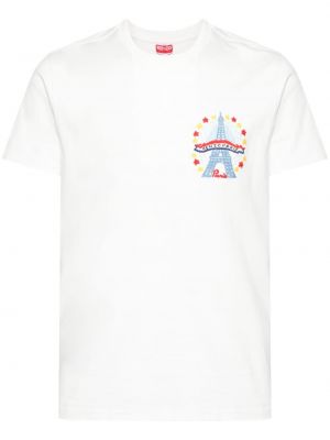 Памучна тениска бродирана Kenzo бяло