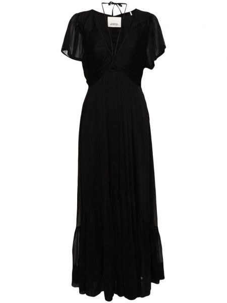 Krepové dlouhé šaty Isabel Marant čierna