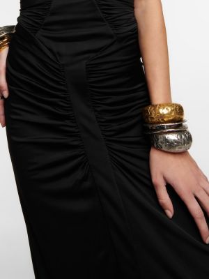Rochie lunga din jerseu drapată Saint Laurent negru
