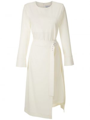 Viskózové midi šaty s dlouhými rukávy Gloria Coelho - bílá