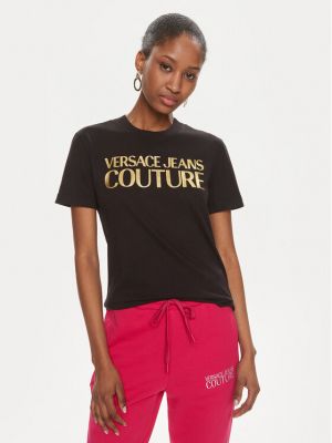 Slim fit priliehavé tričko Versace Jeans Couture čierna