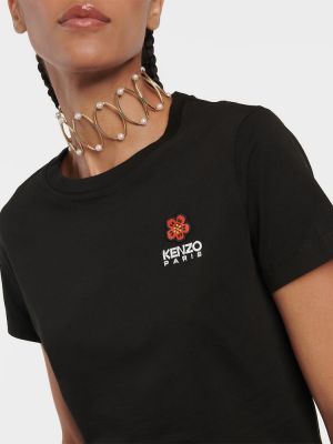 Kvetinové bavlnené tričko Kenzo čierna