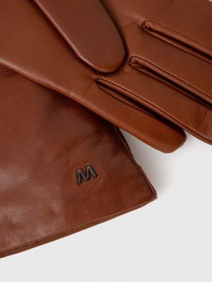 Rękawiczki skórzane Weekend Max Mara brązowe