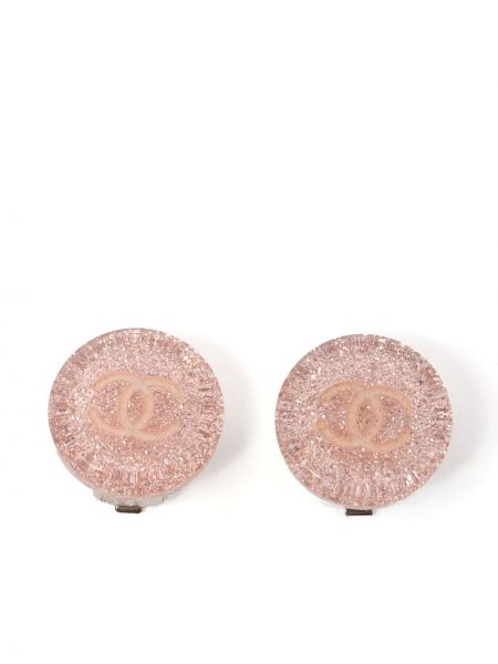 Brokatowe kolczyki sztyfty Chanel Pre-owned, różowy