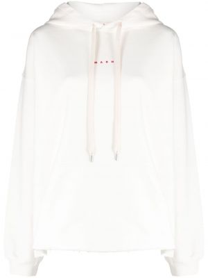 Bluza z kapturem bawełniana z nadrukiem Marni biała