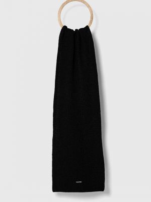 Меланжов вълнен шал с принт Calvin Klein черно