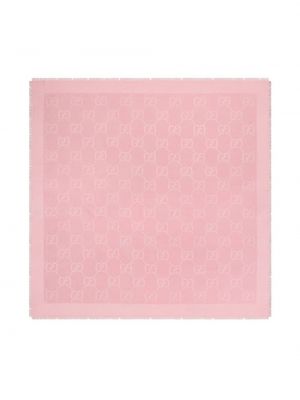 Žakárový vlněný šál Gucci růžový
