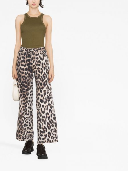 Hose aus baumwoll mit print mit leopardenmuster Ganni braun