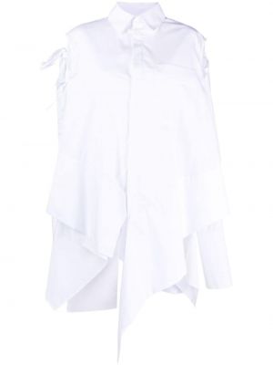 Asimetrična bombažna srajca z draperijo Niccolò Pasqualetti bela