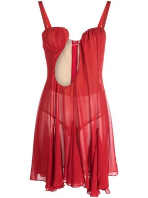 Suknele kokteiline iš tiulio Nensi Dojaka raudona