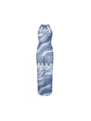 Sukienka długa bez rękawów Emilio Pucci niebieska
