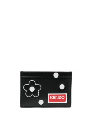 Kvetinová kožená peňaženka s potlačou Kenzo čierna