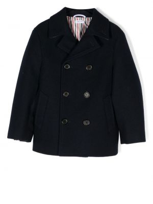 Dobbeltradet frakke for piger Thom Browne Kids blå