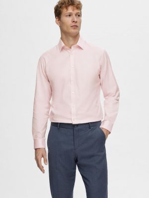 Классическая хлопковая рубашка с длинным рукавом Selected фиолетовая