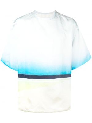 Saténové tričko s přechodem barev Jil Sander modré